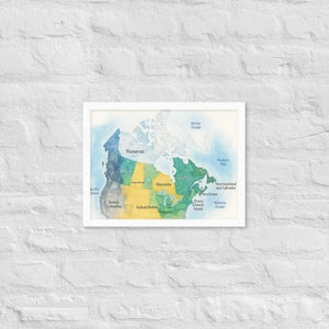 Watercolor Map Framed Poster Canada Design Matte Finish Dipaliz - White / 12″×16″ - Visual Artwork
