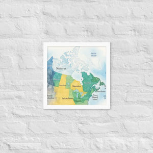 Watercolor Map Framed Poster Canada Design Matte Finish Dipaliz - White / 14″×14″ - Visual Artwork