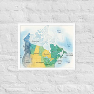 Watercolor Map Framed Poster Canada Design Matte Finish Dipaliz - White / 16″×20″ - Visual Artwork