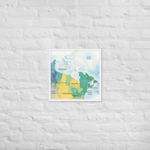 Watercolor Map Framed Poster Canada Design Matte Finish Dipaliz - White / 18″×18″ - Visual Artwork