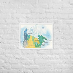Watercolor Map Framed Poster Canada Design Matte Finish Dipaliz - White / 18″×24″ - Visual Artwork