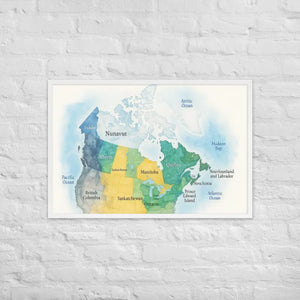 Watercolor Map Framed Poster Canada Design Matte Finish Dipaliz - White / 24″×36″ - Visual Artwork