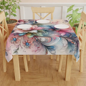 Home Decor - Intricately Designed Watercolor Tablecloth - Elegant Dining - Dipaliz one Size / White