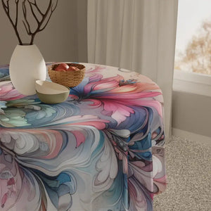 Home Decor - Intricately Designed Watercolor Tablecloth - Elegant Dining - Dipaliz one Size / White