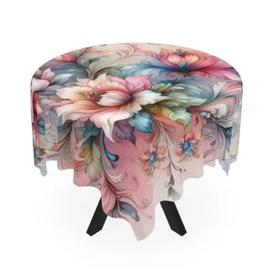 Home Decor - Intricately Designed Watercolor Tablecloth - Elegant Dining - Dipaliz one Size / White