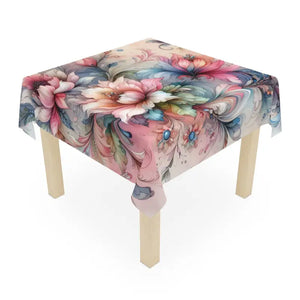 Home Decor - Intricately Designed Watercolor Tablecloth - Elegant Dining - Dipaliz one Size / White