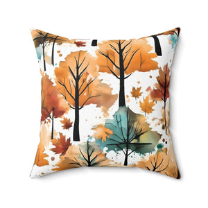 Watercolor Trees Polyester Square Pillow - Dipaliz - Throw Pillows