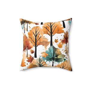 Watercolor Trees Polyester Square Pillow - Dipaliz - Throw Pillows