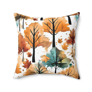 Watercolor Trees Polyester Square Pillow - Dipaliz - Throw Pillows