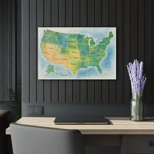 Watercolor Usa Map – Acrylic French Cleat - Dipaliz - Posters Prints & Visual Artwork