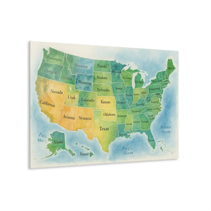 Watercolor Usa Map – Acrylic French Cleat - Dipaliz - Posters Prints & Visual Artwork