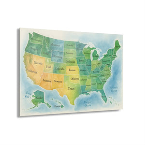 Watercolor Usa Map – Acrylic French Cleat - Dipaliz - Posters Prints & Visual Artwork