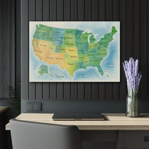 Watercolor Usa Map – Acrylic French Cleat - Dipaliz - Posters Prints & Visual Artwork