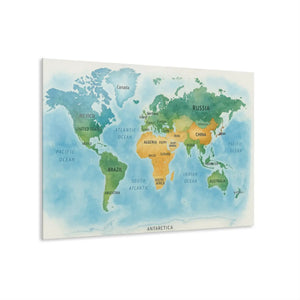 Watercolor World Map – French Cleat Acrylic - Dipaliz - Posters Prints & Visual Artwork