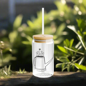 Wildflower Sipper Glass - Gasket-push Bamboo Lid - Dipaliz - Tumblers
