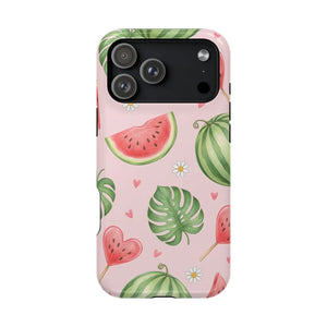 Watermelon Hearts Magnetic Phone Case, Impact-resistant Cute Summer Design - Mobile Cases