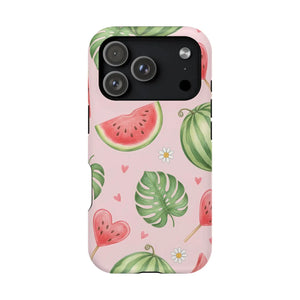 Watermelon Hearts Magnetic Phone Case, Impact-resistant Cute Summer Design - Mobile Cases