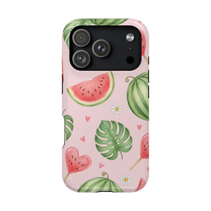 Watermelon Hearts Magnetic Phone Case, Impact-resistant Cute Summer Design - Mobile Cases