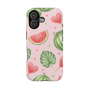 Watermelon Hearts Magnetic Phone Case, Impact-resistant Cute Summer Design - Mobile Cases