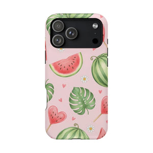 Watermelon Hearts Magnetic Phone Case, Impact-resistant Cute Summer Design - Mobile Cases