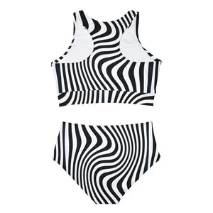 Wave Rider Bikini Set - Ocean Print Sporty Swimwear - Dipaliz