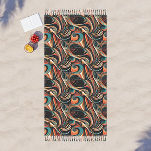 Wavy Abstract Pattern Beach Towel Cloth Boho Style - Dipaliz - 38’’ × 81’’ / Polyester - Towels