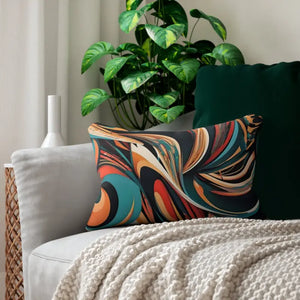 Spun Polyester Lumbar Pillow - Wavy Abstract Pattern - Dipaliz - 20’’ × 14’’ - Pillows