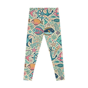 Fish Themed Stretchy Leggings - Bold Activewear - Dipaliz