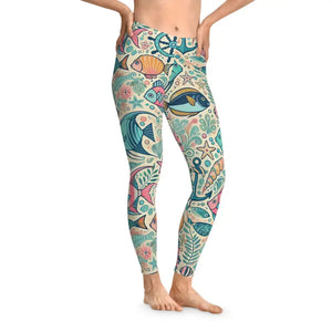 Fish Themed Stretchy Leggings - Bold Activewear - Dipaliz - Xs / Seam Thread Color Automatically Matched to Design