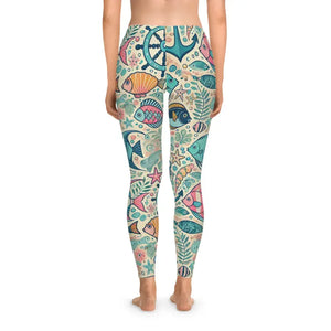 Fish Themed Stretchy Leggings - Bold Activewear - Dipaliz