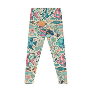 Fish Themed Stretchy Leggings - Bold Activewear - Dipaliz