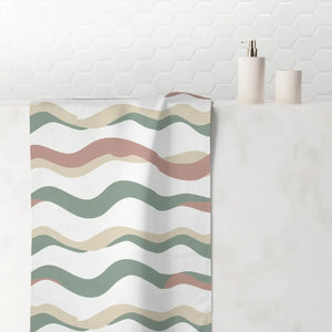 Wavy Pastel Beach Towel – Blush Cotton Wrap - Dipaliz - Towels