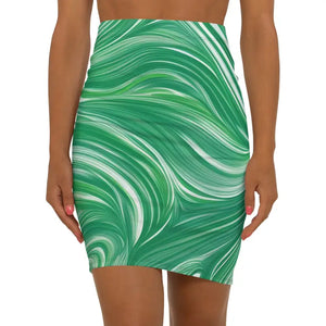Green Wavy Pattern Mini Skirt Women’s Fashion Statement - Dipaliz - Xs / Black Stitching - Skirts