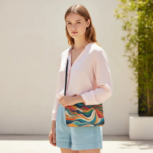 Wavy Stripe Crossbody Bag - Faux Leather Style - Dipaliz - Cross Body Bags