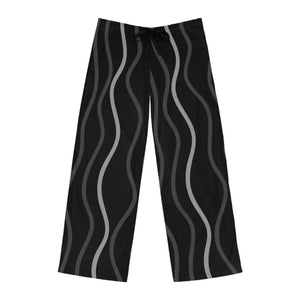 Pajama Pants Wavy Vertical Stripes Loungewear - Dipaliz - s / White Stitching - Pajamas
