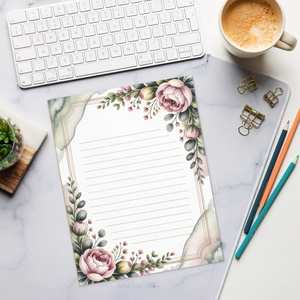 Lined Peony Floral Border Notepad Bridal Shower - Dipaliz - Notepads