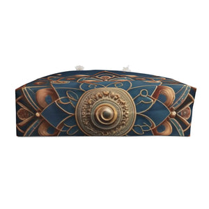 Chic Navy Blue Weekender Bag - Gold Mandal Pattern - Dipaliz - Luggage & Bags