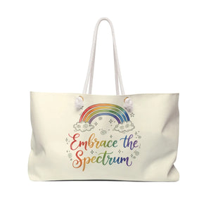 Spacious Rainbow Travel Tote Cotton Rope Handles - Dipaliz - 24’’ × 13’’ - Bags