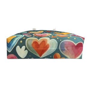 Bags - Colorful Hearts Weekender Bag Playful Polyester Tote - Dipaliz 24’’ × 13’’