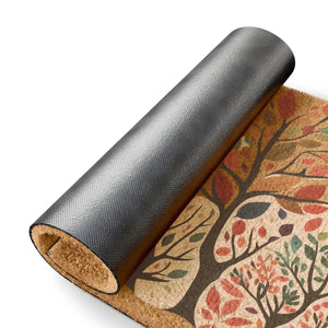 Colorful Leaves Autumn Coir Doormat with Wild Flowers - Dipaliz - 24’’ x 16’’ - Door Mats