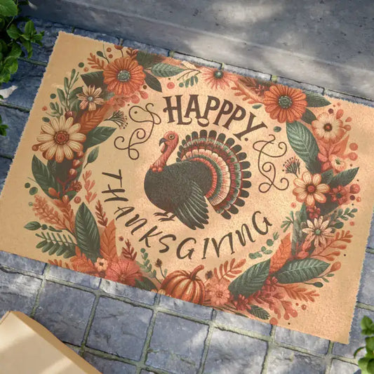 Welcome Guests with Turkey Thanksgiving Doormat Style - 24’’ x 16’’ Home Decor