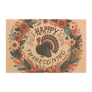 Turkey Thanksgiving Doormat - Tufted Coir Coconut Fiber - Dipaliz - 24’’ x 16’’ - Door Mats