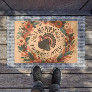 Turkey Thanksgiving Doormat - Tufted Coir Coconut Fiber - Dipaliz - 24’’ x 16’’ - Door Mats