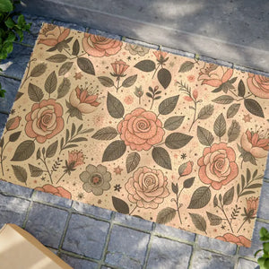 Charming Pastel Rose Doormat - Tufted Coir Coconut - Dipaliz - 24’’ x 16’’ - Door Mats