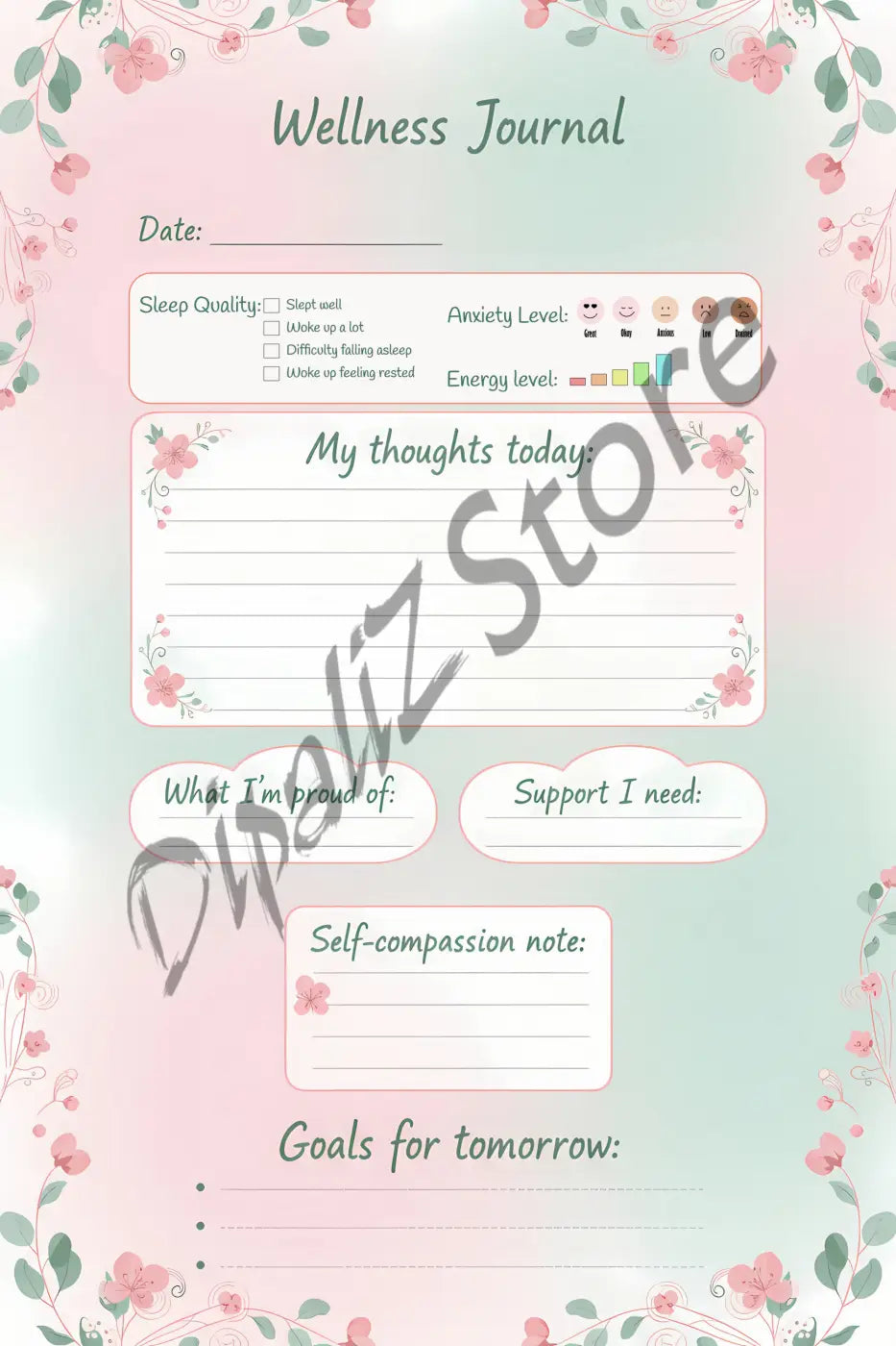 Holistic Wellness Journal Printable - Sleep Tracker - Dipaliz - Weight Loss