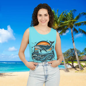 Bold Whale Sunset Tank Top - Ocean Vibes Cotton - Dipaliz - Tops
