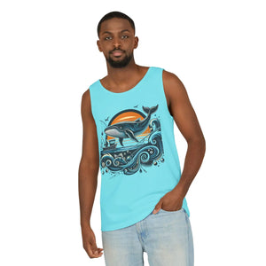 Bold Whale Sunset Tank Top - Ocean Vibes Cotton - Dipaliz - Tops