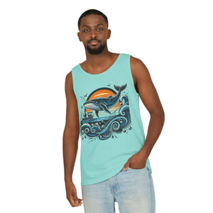 Bold Whale Sunset Tank Top - Ocean Vibes Cotton - Dipaliz - Tops