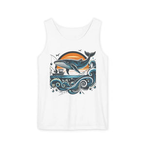 Bold Whale Sunset Tank Top - Ocean Vibes Cotton - Dipaliz - Tops