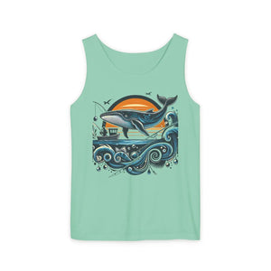 Bold Whale Sunset Tank Top - Ocean Vibes Cotton - Dipaliz - Tops
